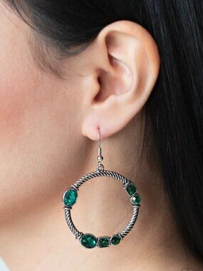 Paparazzi Jewelry Accessories - Glamorous Garland - Green Earrings - Vintage